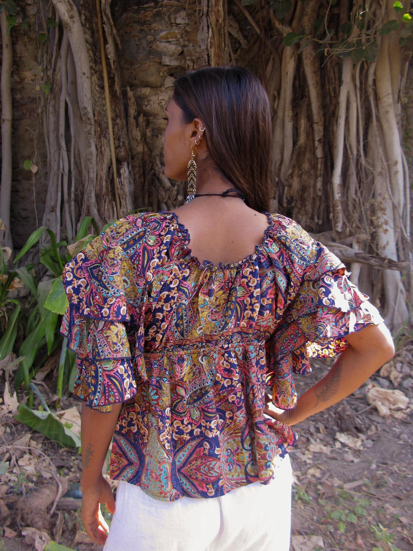 Sari Ruffle Top Indigo