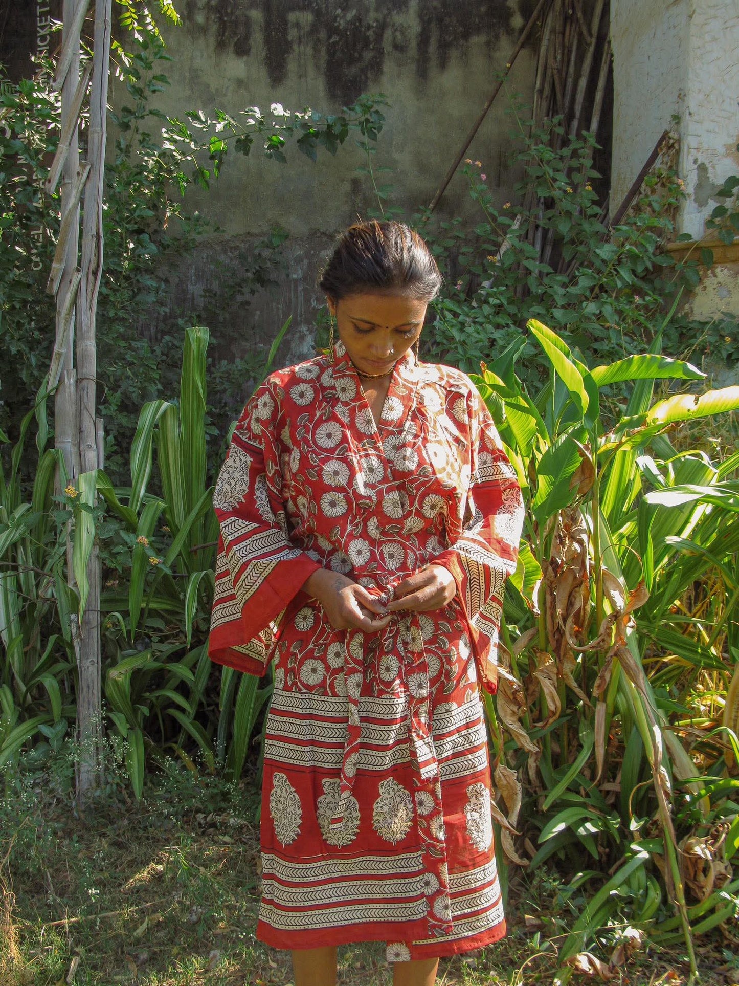 Lal Blockprint Robe