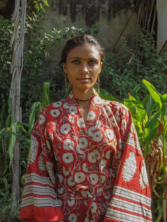 Lal Blockprint Robe